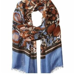 Vera Bradley Soft Fringe Scarf Shawl Madison Blush 100%‎ Rayon Blue Brown White